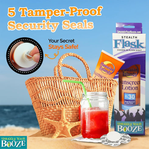 Smuggle Your Booze SPF30 10oz 5 Sunscreen Tube Bottles for Cruise - Leak-Proof Fake Hidden Plastic Empty Flask Liquor