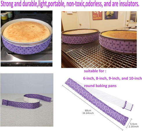 YYaaloa 2pcs Cake Pan Dampen Strips, Thick Cotton Bake Even Strip for Level Cakes and Cleaner Edges