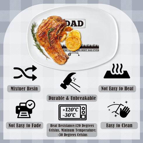 R HORSE Dad Grill Platter Gift, White Oval Serving Tray for BBQ, Salads, Desserts, Charcuterie, Birthday Christmas Gift
