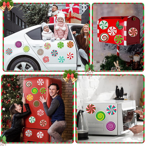 JULMELON 22 Pcs Christmas Candy Magnets, Refrigerator Car Magnets for Holiday DIY Decorations