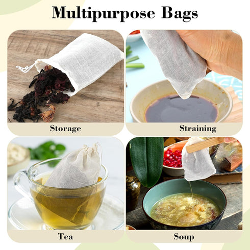 Piriuuo 10 (4 6 Inch) Spice Bags for Cooking, Cheese Cloth Bags with Drawstring for Straining Loose Tea x