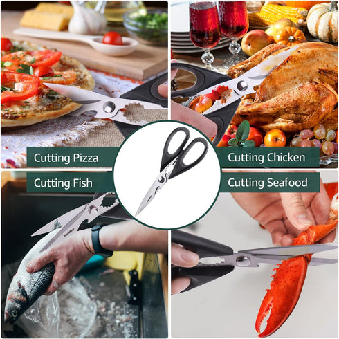 Kitchen Shears & Cooking Scissors, Professional Stainless Steel Sharp Blades for Food, Meat, Poultry