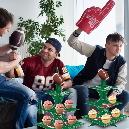 FRIDAY NIGHT Super Football Bowl Party Cardboard Cupcake Stands, Mini Cake Dessert Stand for Kid Birthday Supplies