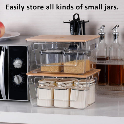3 Packs iEGrow Trash Bag Holder,Stackable Trash Bags Dispenser with Bamboo Lid,Extra Large Garbage Bag Holder