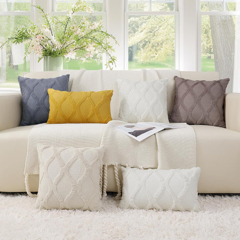 decorUhome Decorative Throw Pillow Covers 18x18 Set of 2, Soft Plush Faux Wool for Couch and Living Room, Aqua