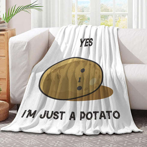 Cozy 80x60in Cute Potato Soft Comfy Flannel Blanket Fluffy Queen Plush Throw Twin Outdoor Picnic Living Room Travel