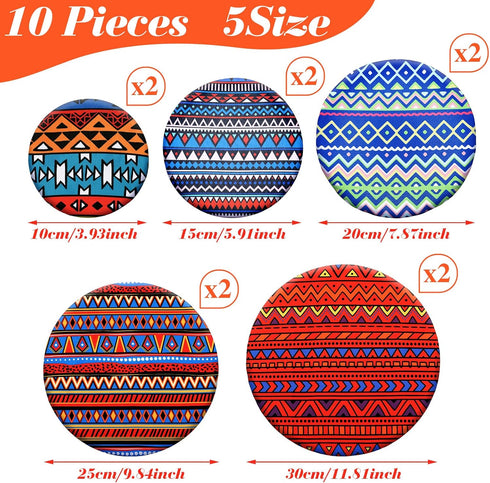 Patelai 10 Pieces Reusable Bowl Covers in 5 Sizes, Stretch Cloth Fabric Food Storage Covers for Leftovers