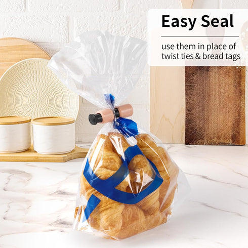 10 Pack Squeeze and Lock Bread Bag Clips - Reusable Bag Clips for Food Storage in 5 Colors