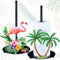 FoldTier 2 Pcs Tropical Paper Towel Holder Countertop Hawaiian Flamingo and Palm
