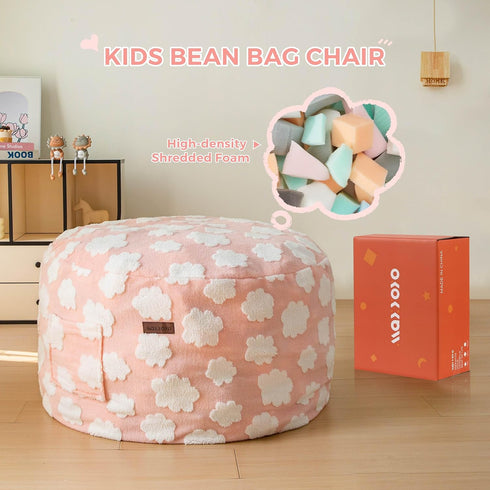MAXYOYO Bean Bag Chair for Kids, Cloud Pattern Lazy Chair with High-Density Foam Filling, Stuffed Floor Sofa Couch