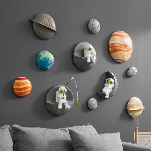 3 3D AWNR Pcs Astronauts Wall Sculpture Decor for Modern Home Decor Background Wall Decorations for Living Room Sofa
