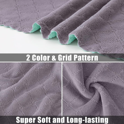 24 Pack (10" 10", Mordimy Kitchen Cloths Dish Towels x Grey & Green), Super Soft and Absorbent Dish Cloths, Coral