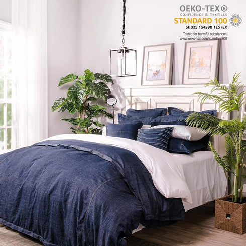 Elegant Life Home 100% Cotton Washed Pillow Case, Soft Denim Standard Pillow Sham, 20'' x 26'', Dark Blue