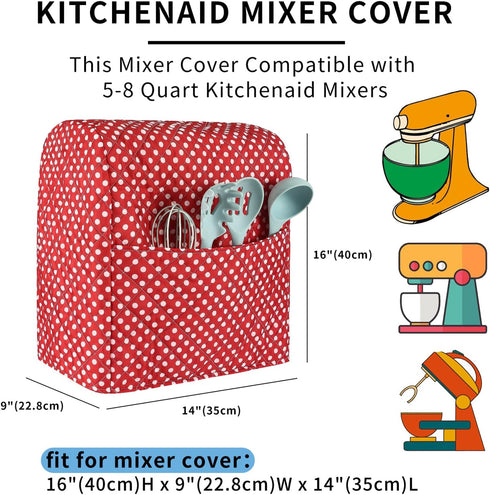 Kitchen Aid Mixer Cover: Compatible with 6-8 Quart Kitchenaid/Hamilton Mixers, Pioneer Woman Stand Mixer Accessories
