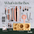 Barillio Rose Gold Bartender Kit, Stainless-Steel Cocktail Shaker Set with Bamboo Stand, 23-Pc Bar Tools