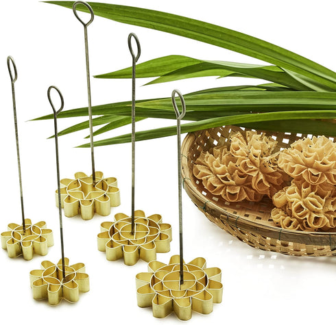 DOK JOK Brass Thai Flower Cookies Mold - Sunflower Crispy Biscuit Mold in Different Sizes (8 cm)