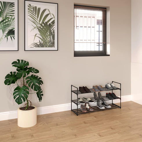3-Tier Closet, 15 Home-Complete Shoe Rack - Shoe Organizer for Bathroom, Entryway - Shelf Holds Pairs Sneakers, Heels