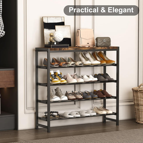 5-Tier 15-20 Homeiju Shoe Rack, Shoe Storage Shelf with MDF Top Board, Shoe Rack Organizer for Pairs of Shoes, Entryway