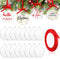 42 Pieces Round Acrylic Christmas Ornaments with Red Ribbon, DIY Blank Transparent Circle Discs for Decoration