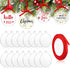 42 Pieces Round Acrylic Christmas Ornaments with Red Ribbon, DIY Blank Transparent Circle Discs for Decoration