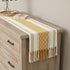 14 90 Inches, Boho Table Runner with Tassels x Yellow & Cream | Woven Washable Console Table / Dresser Runner