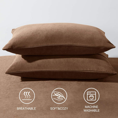 HAPPYMOON Microfiber Pillowcases Standard with Zipper, Set of 2 Breathable Covers for Hair and Skin, 20 x 26 Inches,