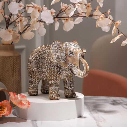 4.3" TERESA'S COLLECTIONS Boho Elephant Decor, Elephant Statues Brings Good Luck for Home Decor, Jumbo Figurines Resin