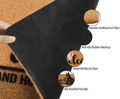 Welcome-Ish Front Door Mat, 17"x 29", Non Slip Backing Mat for Home Entry, Depends Who You are