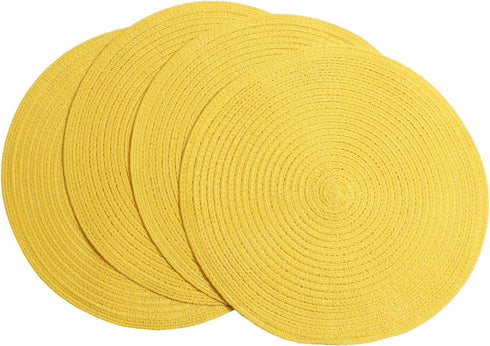 SHACOS Round Braided Placemats - Set of 4 Washable Kitchen Table Placemats for Home Wedding Party