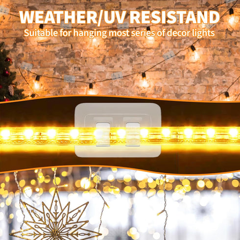 IFLOH 100Pcs Hooks for Outdoor String Lights Clips: Heavy Duty Cable Clips with Waterproof Adhesive Strips for Hanging