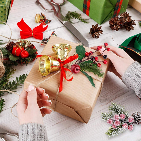 18 MIAHART Pcs Christmas Picks Artificial Pine Branches Red Berry Stems Pine Picks Spray with Pine Cone Apples Holly