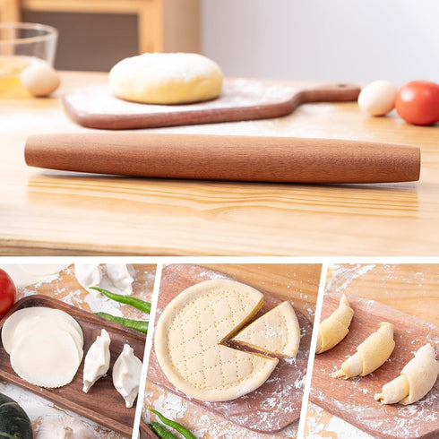 French Rolling Pin, 15.75 Inches Wooden Dough Roller for Baking, Classic for Fondant, Pizza, Pie Crust, Cookie