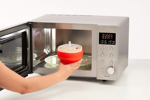 Lékué Mini Microwave Popcorn Maker, Set of 2, Red