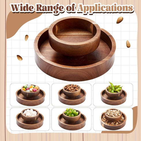 Tioncy Pistachio Snack Bowl with Shell Storage Magnetic Hold Wood Double Layer Pistachio Bowl with Shell Holder