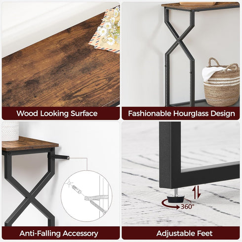2 CTHR21301 MAHANCRIS Tier Console Table, Sofa Table, Narrow Entryway Table, Hallway Entrance Table, Hourglass-Shaped