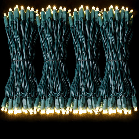 50Count 6" White,Commercial LAMPHOME String Lights, LED Christmas Lights, SPACING,Green Wire,Warm Grade
