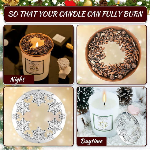 Moxweyeni 2 Pieces Candle Toppers for Scented Jar Candles, 2.85 Inch Leaf Pine Topper Lids, Mother's Day Gifts, Chic