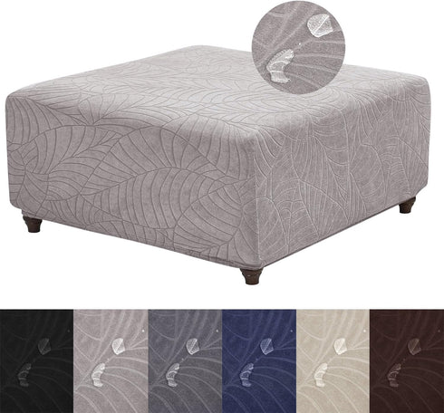 HFCNMY Ottoman Cover Square-Stretch Water Repellent Ottoman Cover -Thick Square Storage Foot Stool