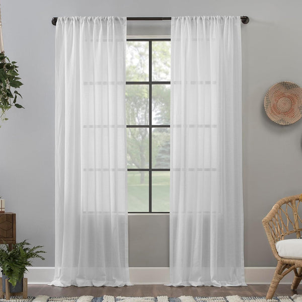 Clean Window Crushed Texture Allergy/Pet Friendly Anti-Dust Sheer Curtain Panel, 52" W x 63" L, White