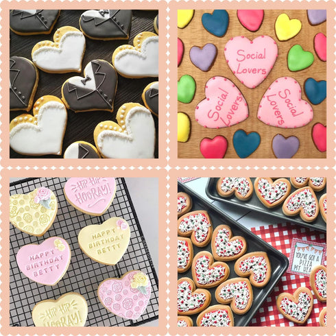 Heart Cookie Cutter Set of 6 Pieces for Valentine's Day, Wedding, Birthday Baking
