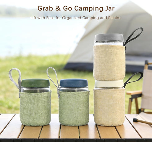 18 OZ 8 Pack (18oz-8 Pack) Overnight Oats Jars with Airtight Lids and Jar Sleeve, Glass Containers for Meal Prep