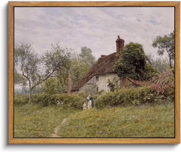 InSimSea Framed Canvas Wall Art - Vintage Decor, Old Cottages Countryside Landscape Wall Art, 9"x11"