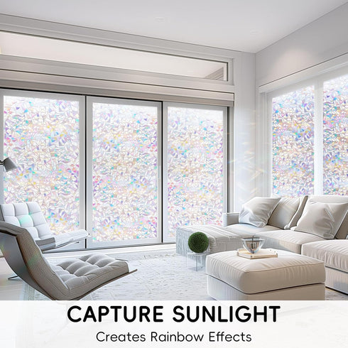 DUOFIRE Rainbow Window Clings for Glass Windows, 3D Decals Decorative Stained Glass Film, 23.6 x 78.7 inches