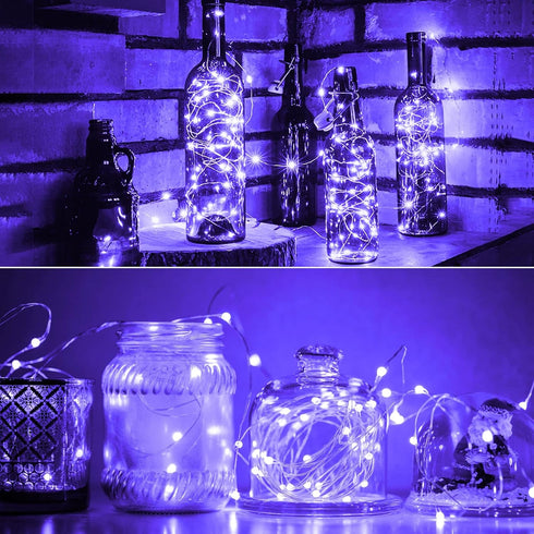 Smacen 32.8FT Led Fairy Lights Battery Operated, LED UV Black Lights, Flexible Blacklight Fixtures,Battery Powered