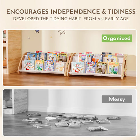 4-Tier 28.7 15.7 13.6 Kids Bookshelf - Montessori Book Shelf for Kids Rooms, Easy Installation, Eco-Friendly Wooden