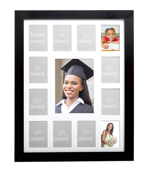 Kate & Milo School Days Frame, Holds 13 Photos K-12, Multi Photo Frames Collage for Graduation Party Decorations