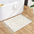Uphome Boho Bathroom Rugs 2'x3' - Beige Evil Eye Tufted Entryway Mat with Tassels, Soft Machine Washable Cotton Rug