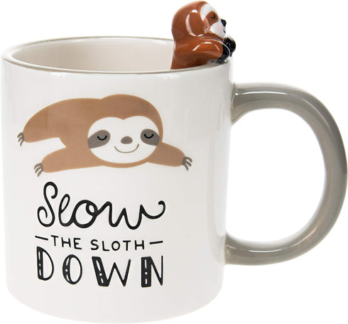 Pavilion Gift Company Slow The Sloth Down - Gray 17oz Dolomite Coffee Cup Mug