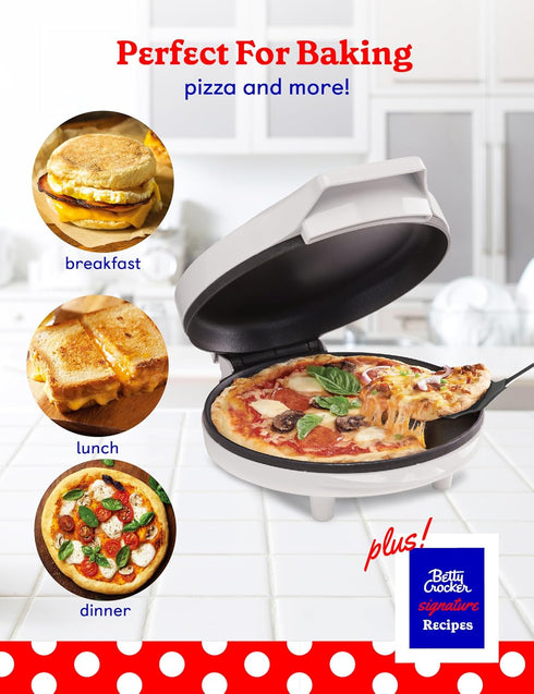 Pizza Maker Plus, Indoor Electric Grill, Nonstick Griddle Pan for Pizzas, Quesadillas, Tortillas, Nachos and More