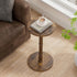 Homleke 12" Round Side Table, Solid Wood Pillar with Wood Top & Base, Small Drink Accent Table for Living Room